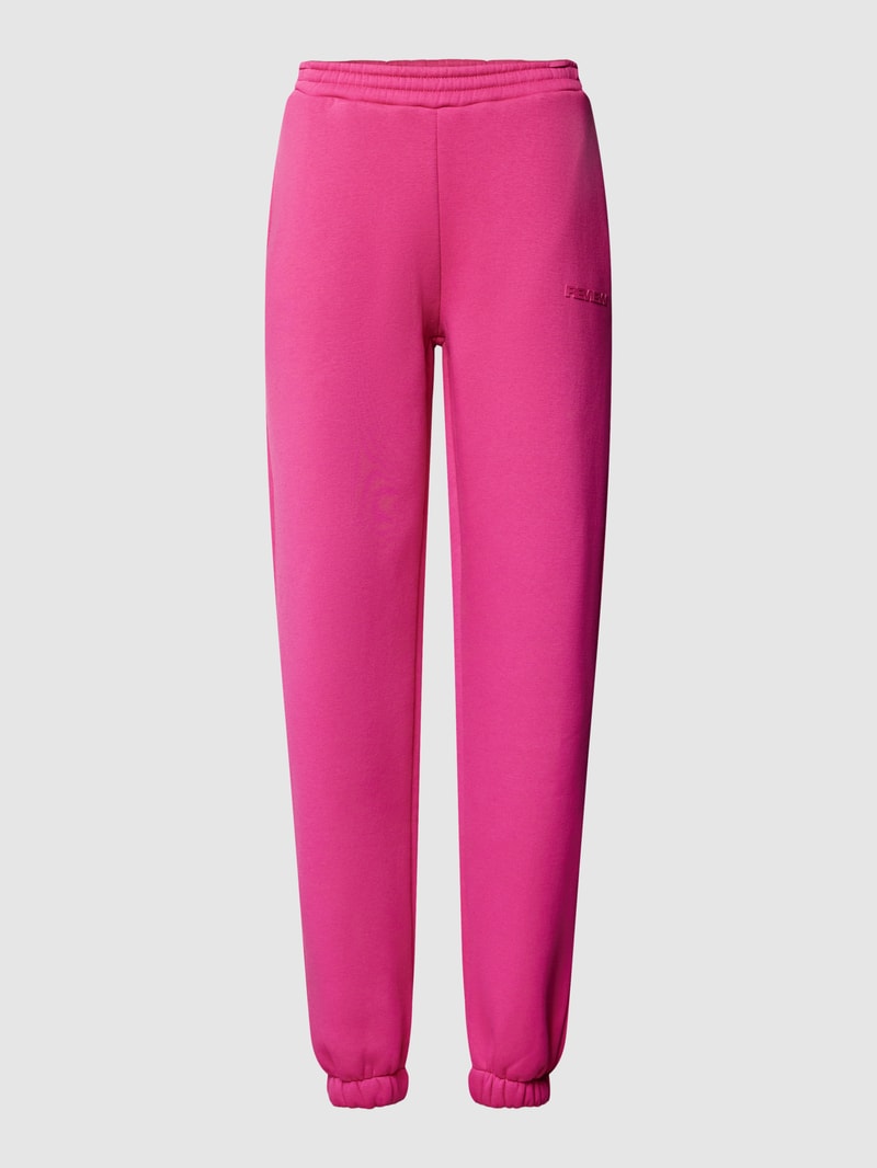 Sweatpants mit Label-Print in fuchsia