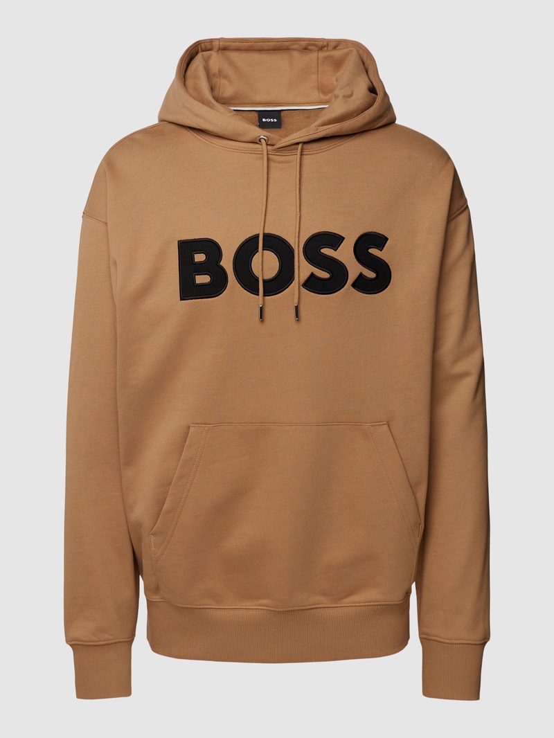 Hoodie mit Logo-Stitching Modell 'Sullivan' in beige