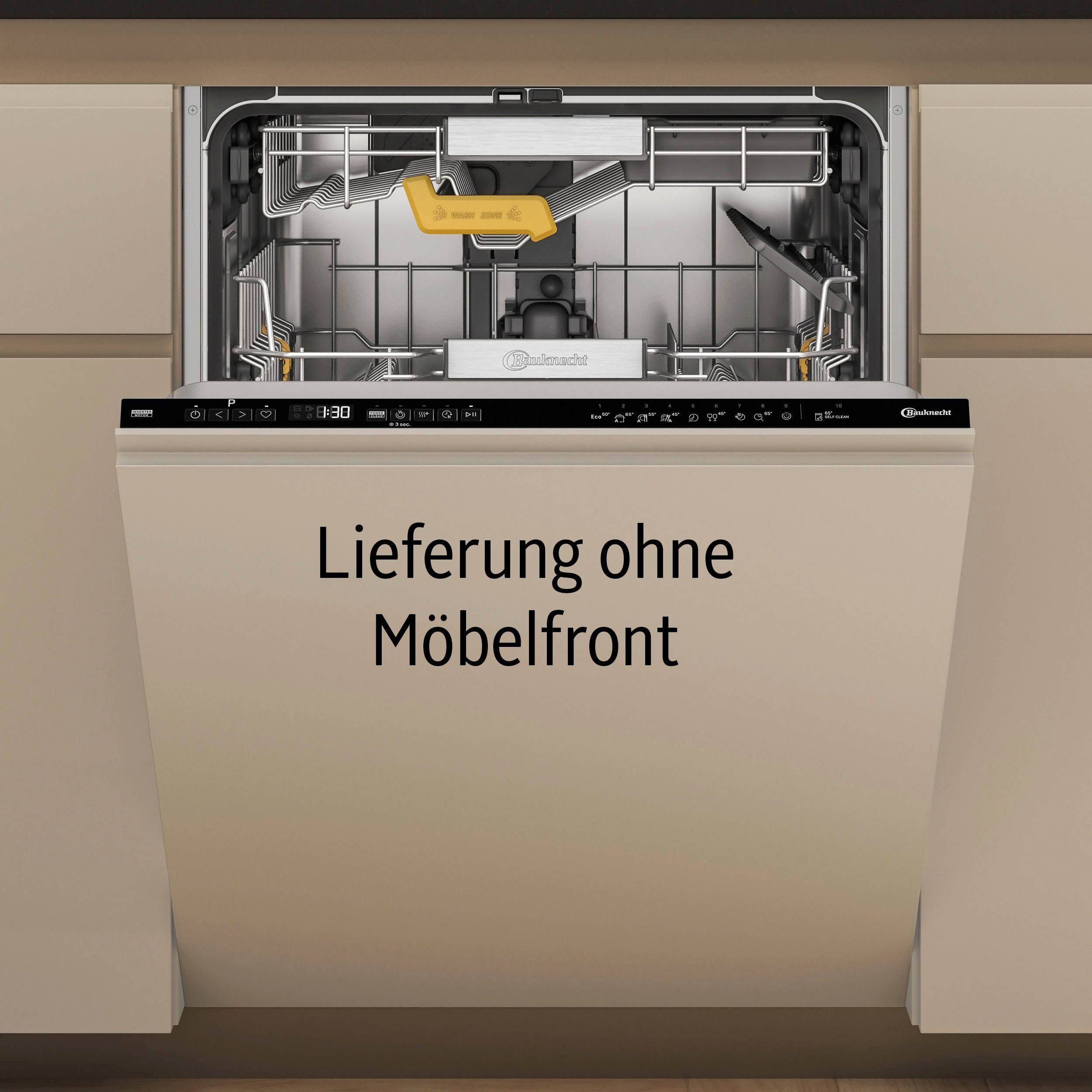 BAUKNECHT vollintegrierbarer Geschirrspüler, B8RI HP42 LC, 14 Maßgedecke, SpaceClean – die 3. Schublade für hohe Gläser und Müslischalen
