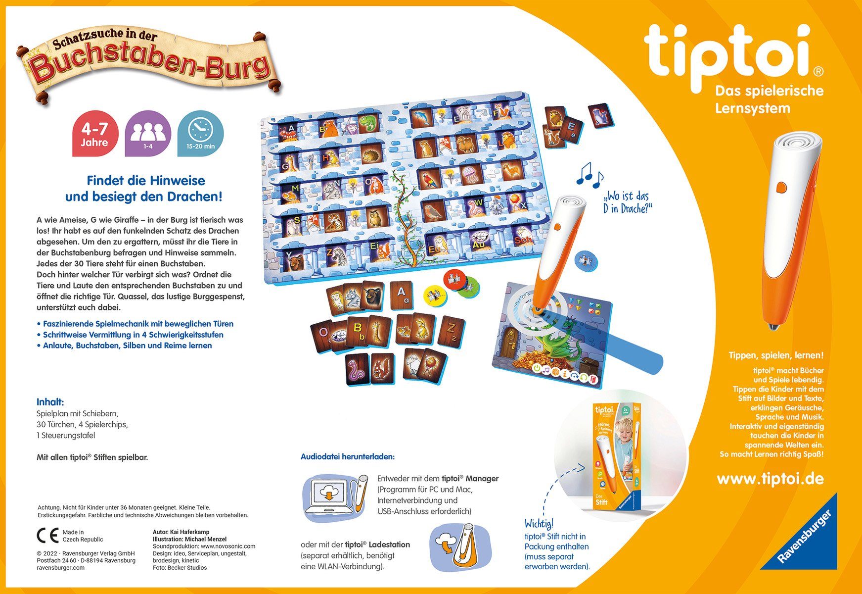 Ravensburger Spiel, tiptoi® Schatzsuche in der Buchstaben-Burg, Made in Europe, FSC® - schützt Wald - weltweit