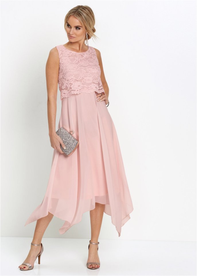 Premium Chiffonkleid mit Spitze