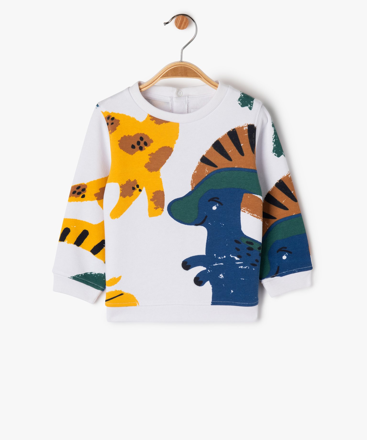 Sweat en molleton doux avec motifs bébé Garçon blanc | GEMO