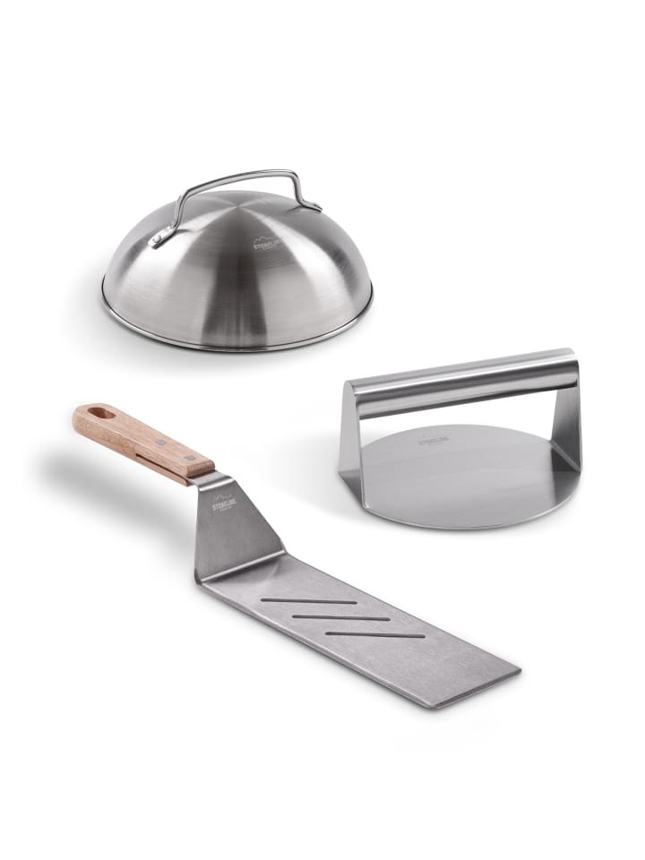 Stoneline Burger Smasher Set 3-tlg., Burgerpresse, Burgerglocke, Wender | Edelstahl in Edelstahl günstig kaufen onesize