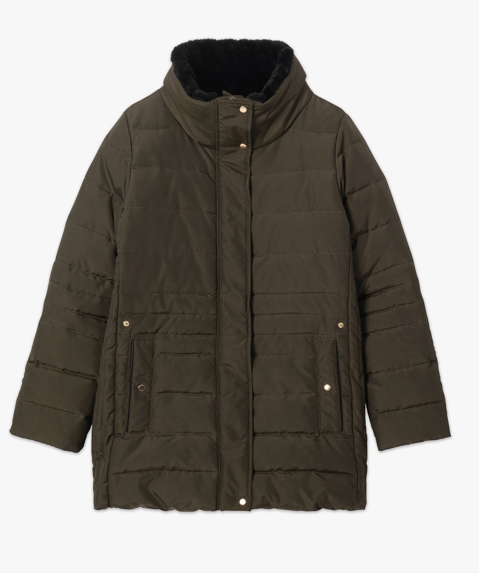Blouson femme long matelassé avec col chaud | GEMO