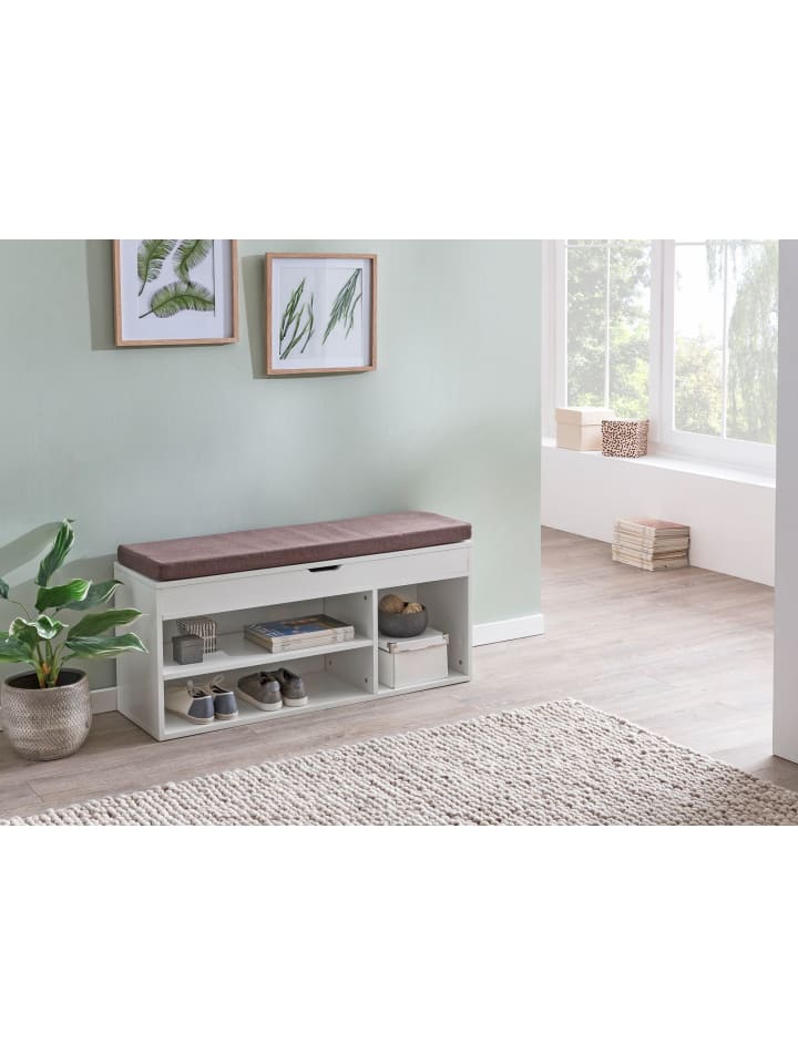 KADIMA DESIGN Schuhbank WL5.345 mit Sitzfläche Garderoben-Bank Holz 104x51x32 cm in Weiß günstig kaufen onesize