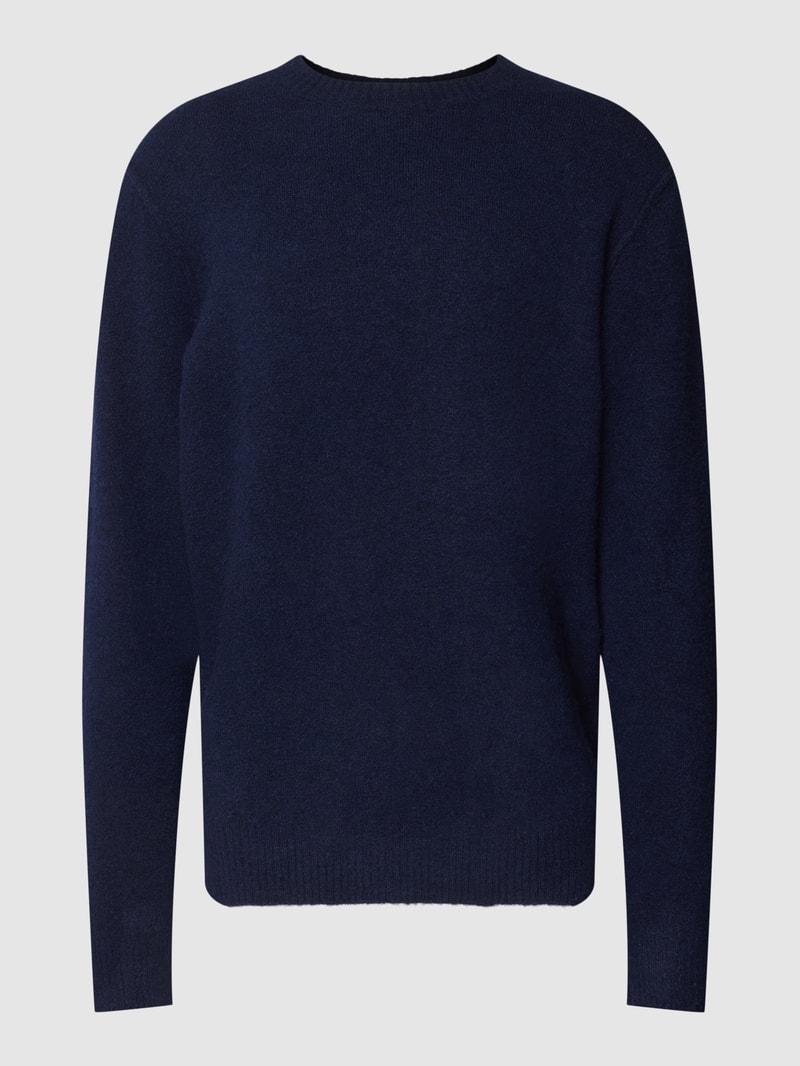 Strickpullover mit gerippten Abschlüssen in marineblau