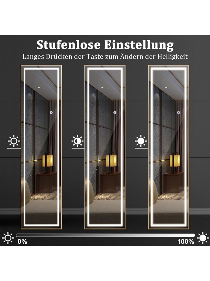 COSTWAY Ganzkörperspiegel LED 155cm in Gold günstig kaufen onesize
