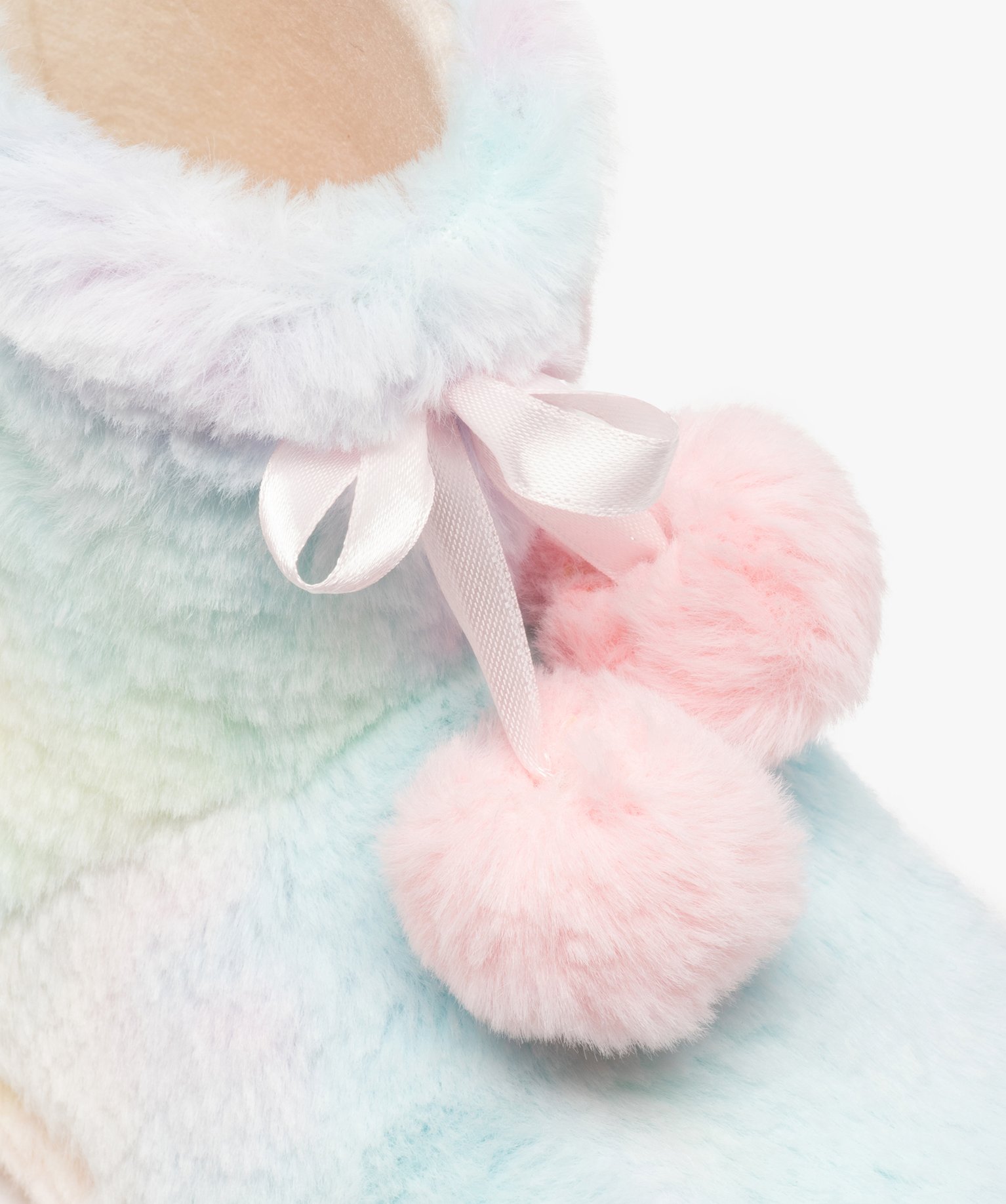 Chaussons fille boots en matière peluche arc-en-ciel multicolore | GEMO