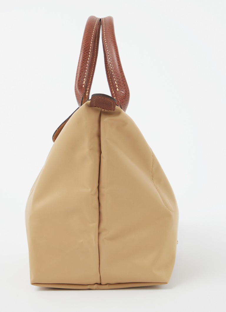 Geantă originală Longchamp Le Pliage, mărimea S, cu detalii din piele.