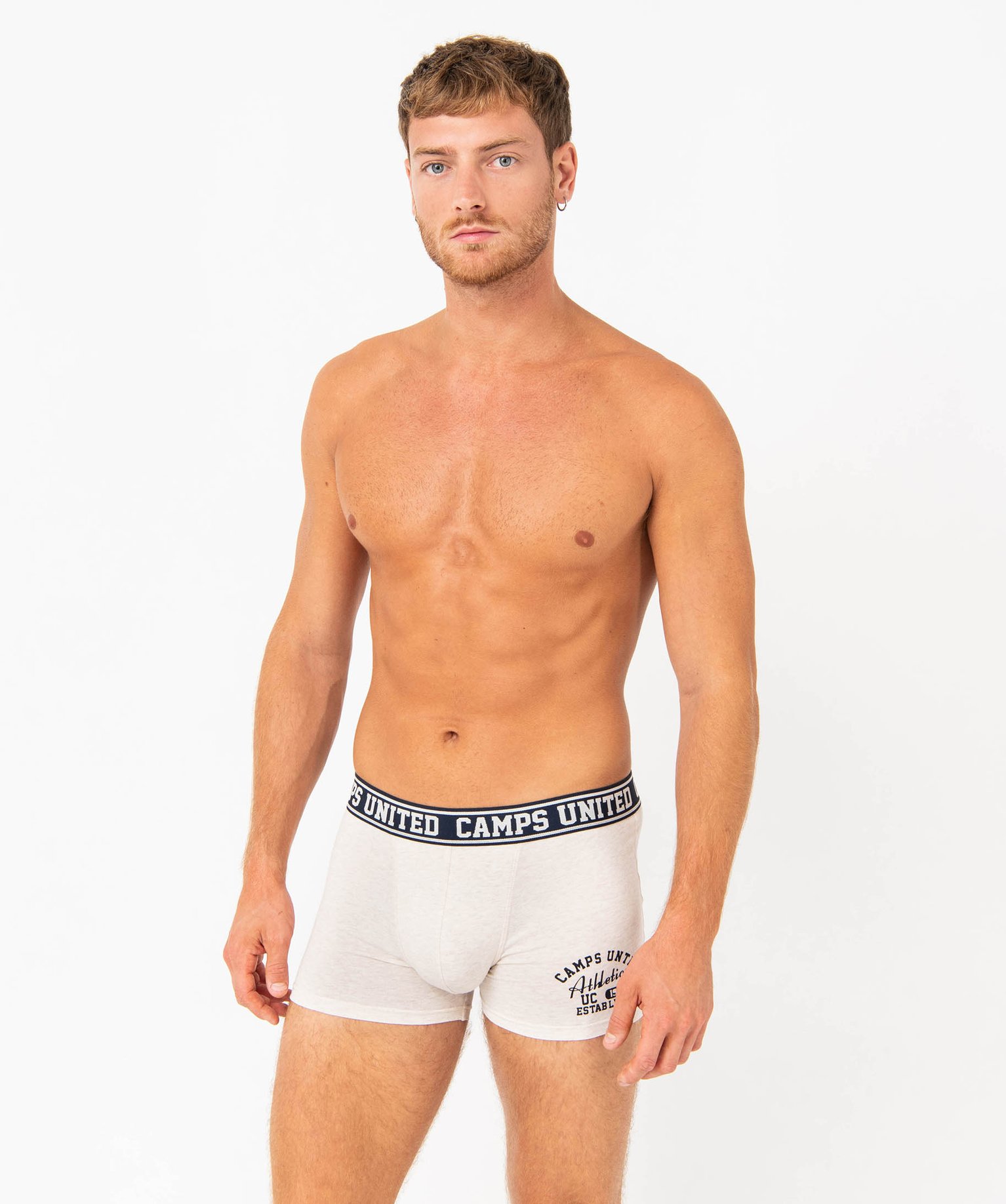 Boxer en coton extensible imprimé homme - Camps United beige | GEMO