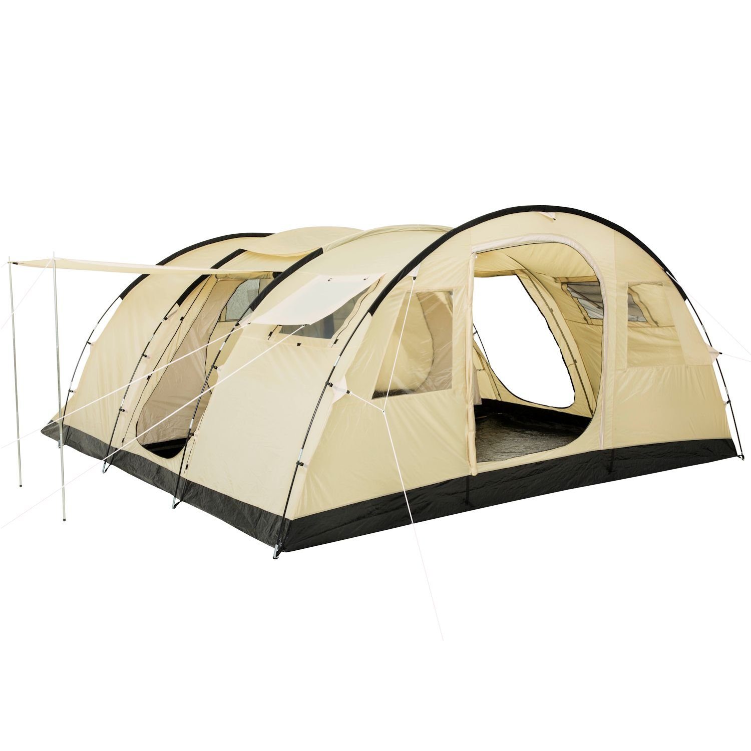 CampFeuer Tunnelzelt Zelt Caza für 6 Personen, Beige/Sand, Tunnelzelt 5000 mm Wassersäule, Personen: 6
