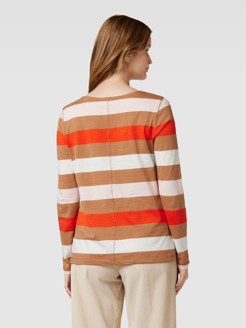 Longsleeve mit Streifenmuster in mittelbraun