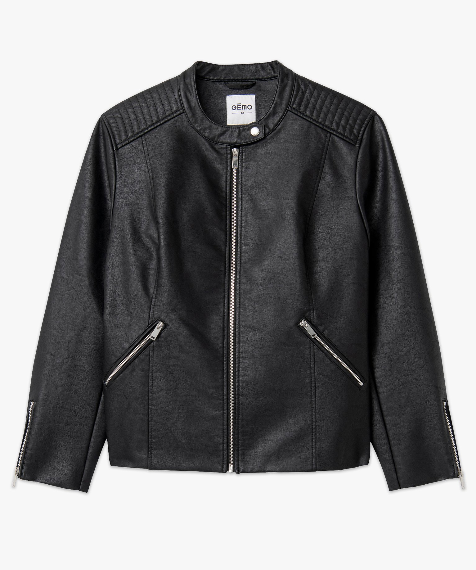 Blouson femme grande taille style biker noir | GEMO