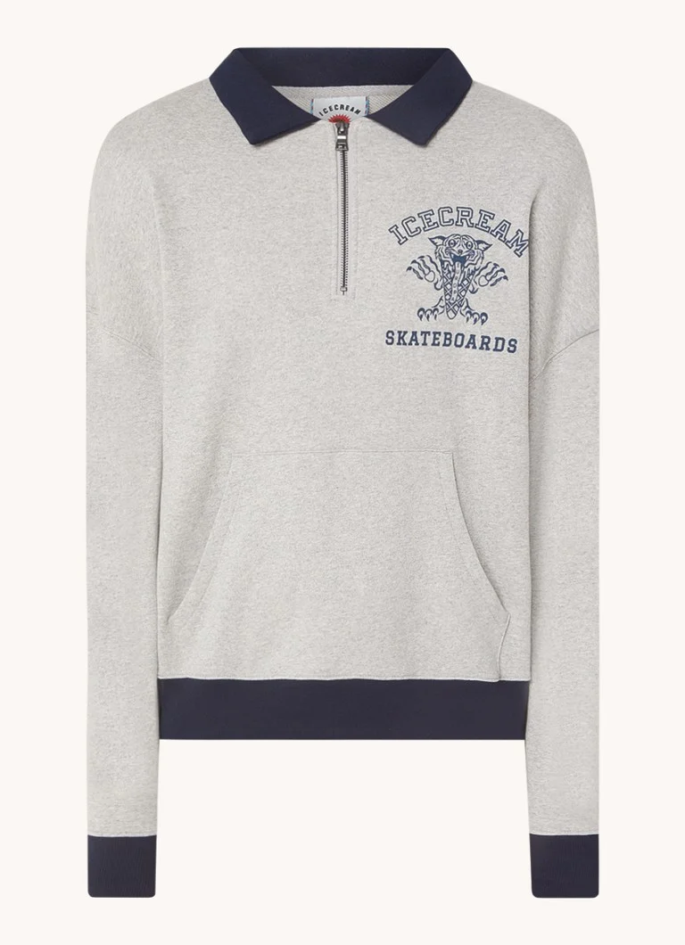 ICE CREAM Tiger sweater with half zip and logo print