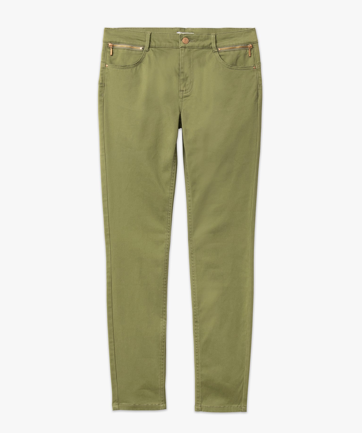 Pantalon en toile coupe slim push-up femme vert | GEMO