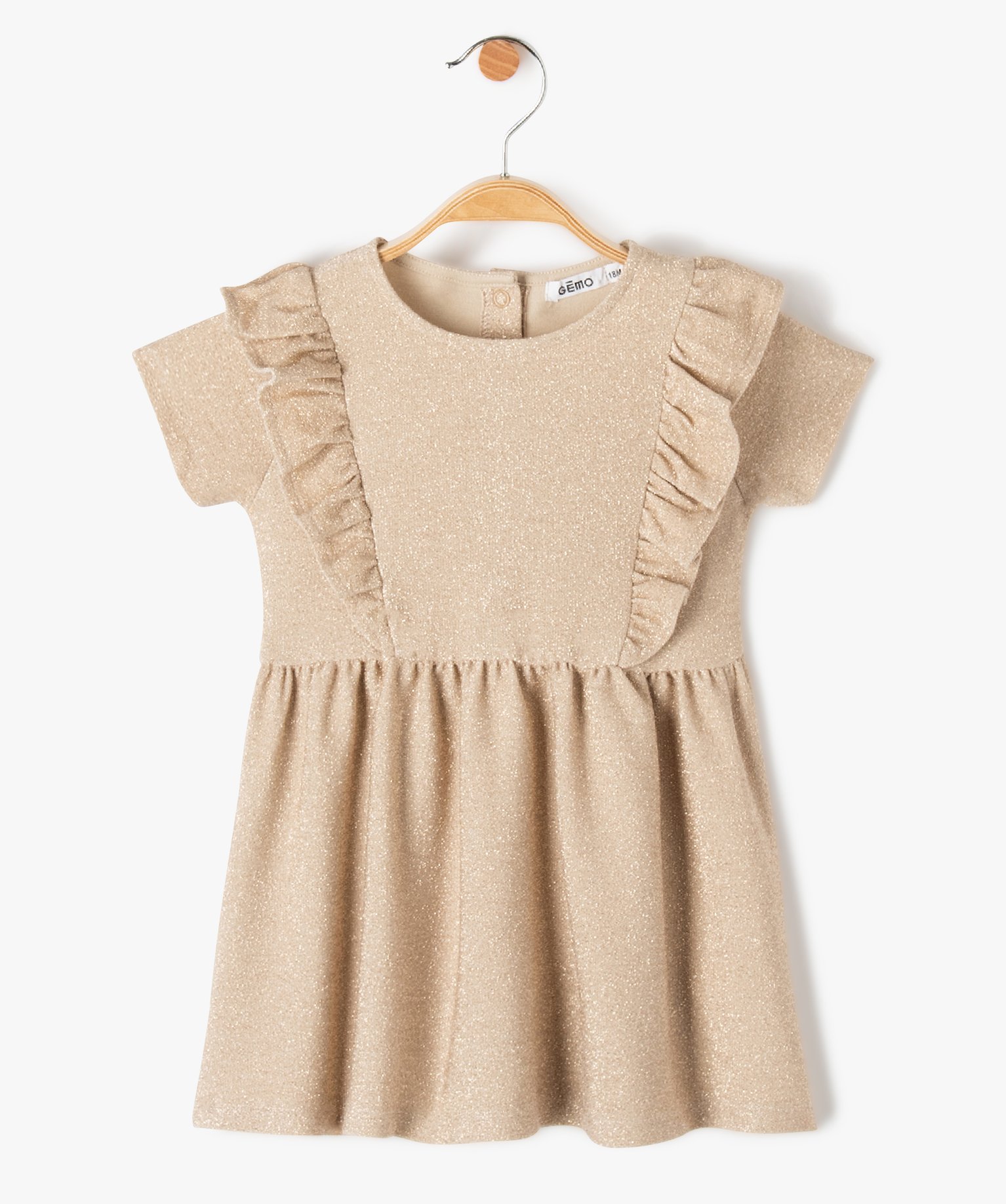 Robe bébé fille à manches courtes à paillettes avec vola... or | GEMO