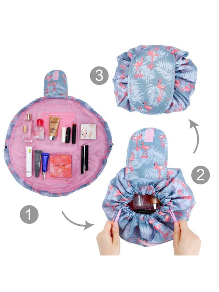 Intirilife One Step Kulturbeutel mit Kordel in GRAU ROSA FLAMINGO günstig kaufen onesize