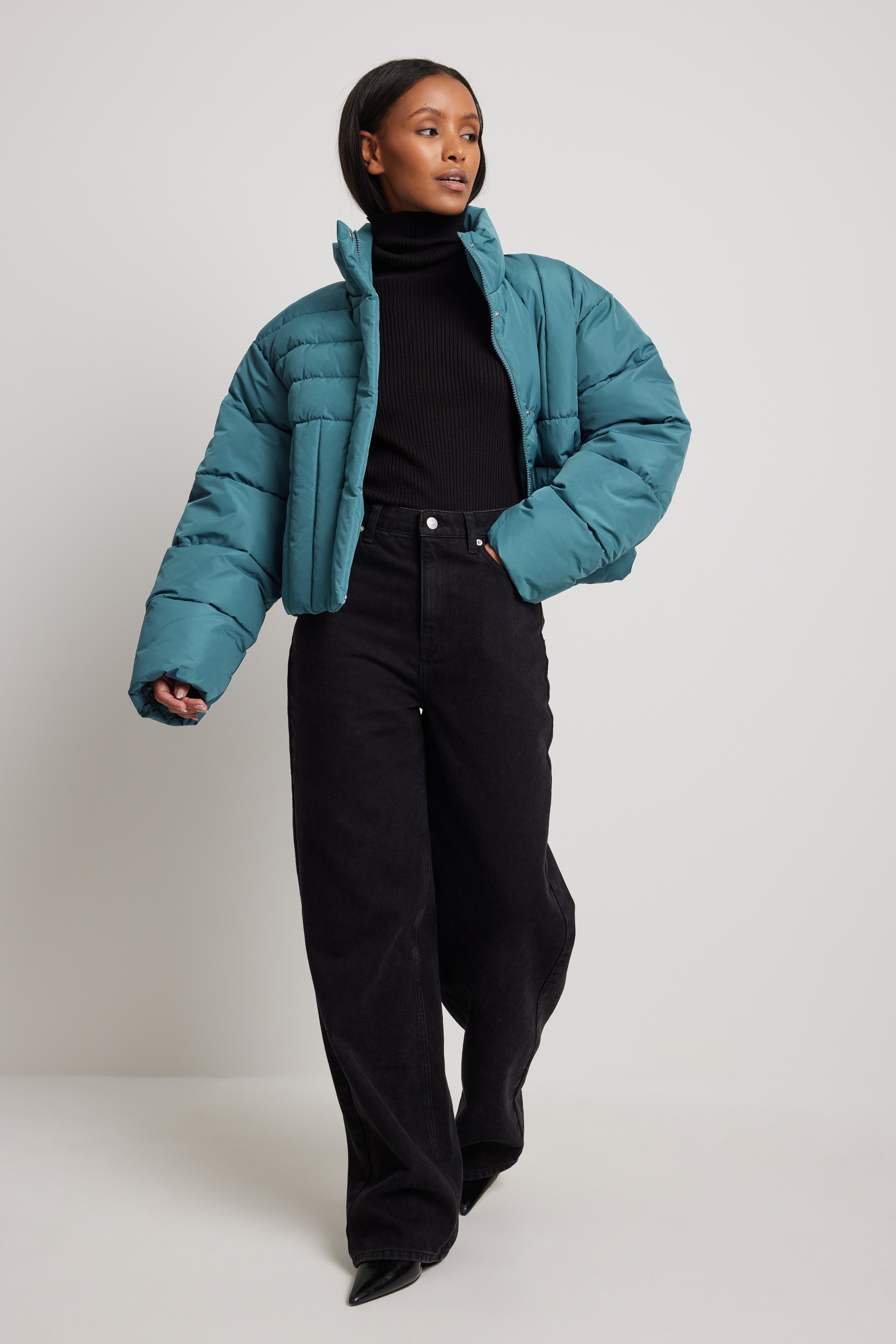Wattierte Jacke mit Steppdetails