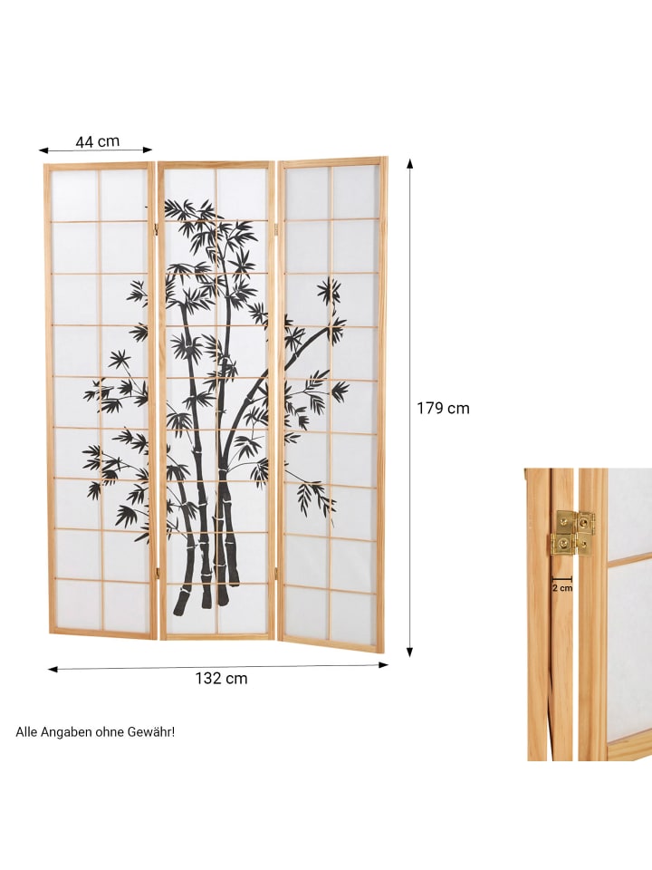 Homestyle4u 3-tlg. Paravent in Braun 132x179 günstig kaufen onesize