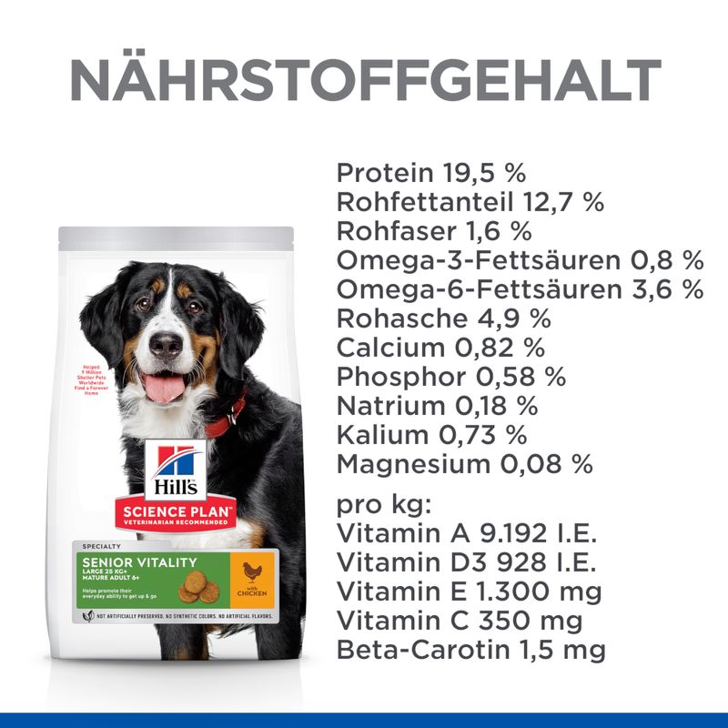 Hill's Science Plan Mature Adult Senior Vitality Large mit Huhn
