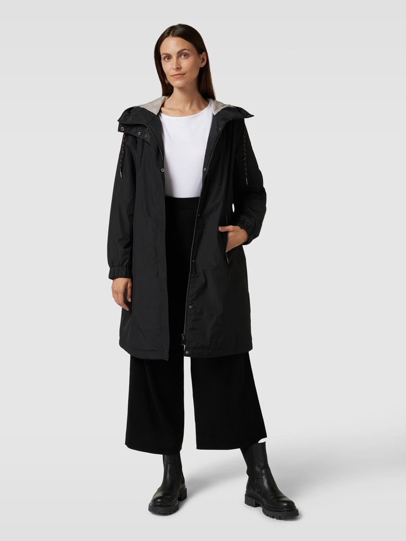 Parka mit Kapuze und seitlichen Reißverschlusstaschen in schwarz