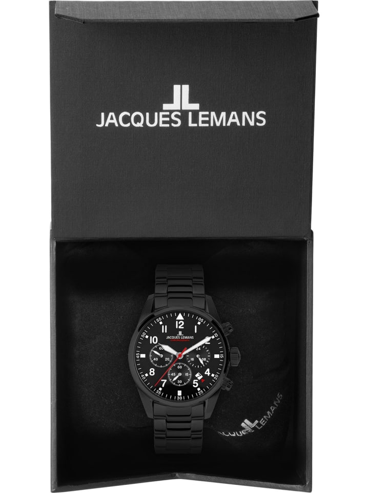 Jacques Lemans Herrenuhr Chronograph Sport Schwarz günstig kaufen onesize