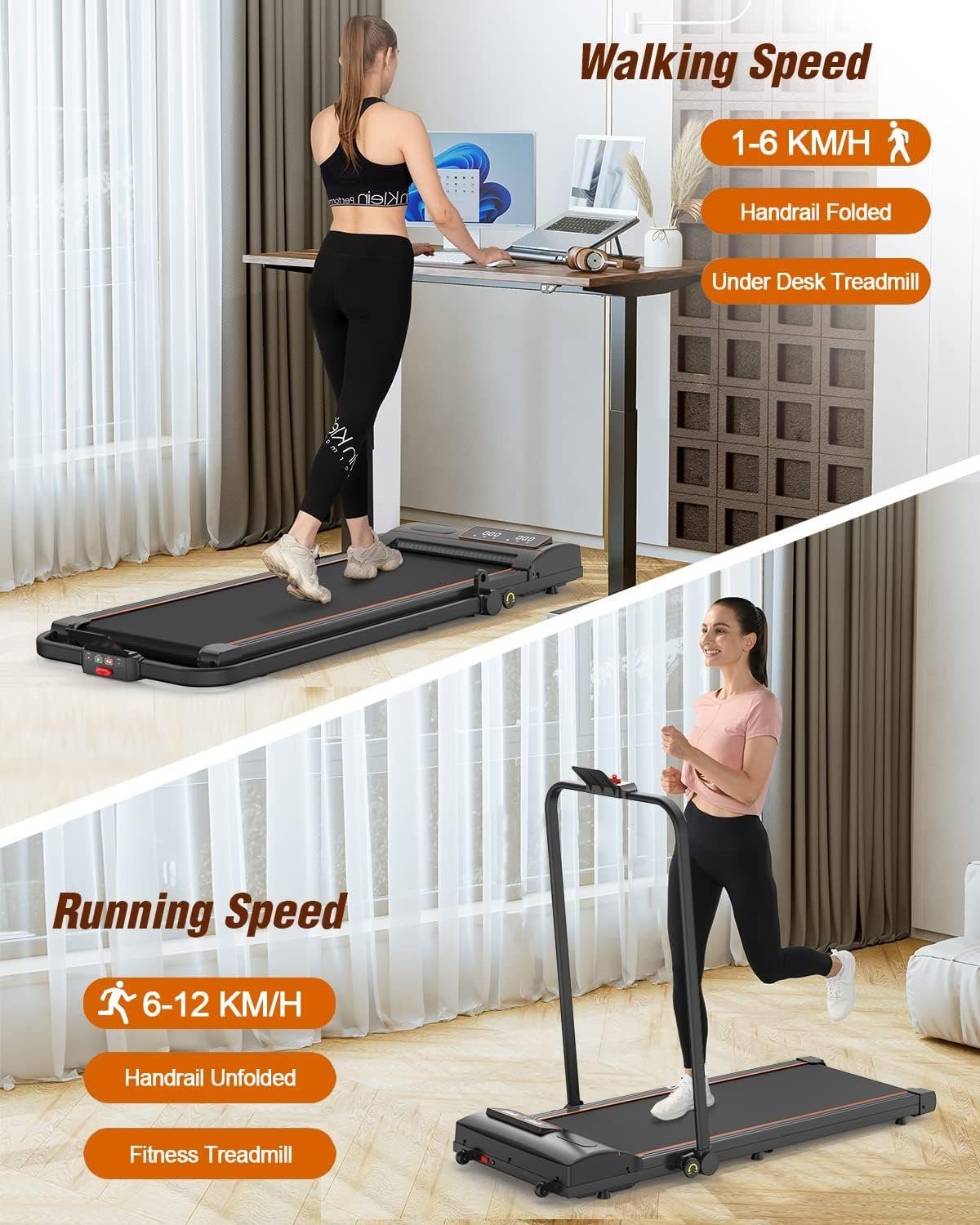 TODO Laufband (Laufband für Zuhause Klappbar,mit 1-12 KM/H Fitnessgeräte hat 2 Modi), Motor Mit Fernbedienung und LCD-Anzeige, Geräuschreduzierung