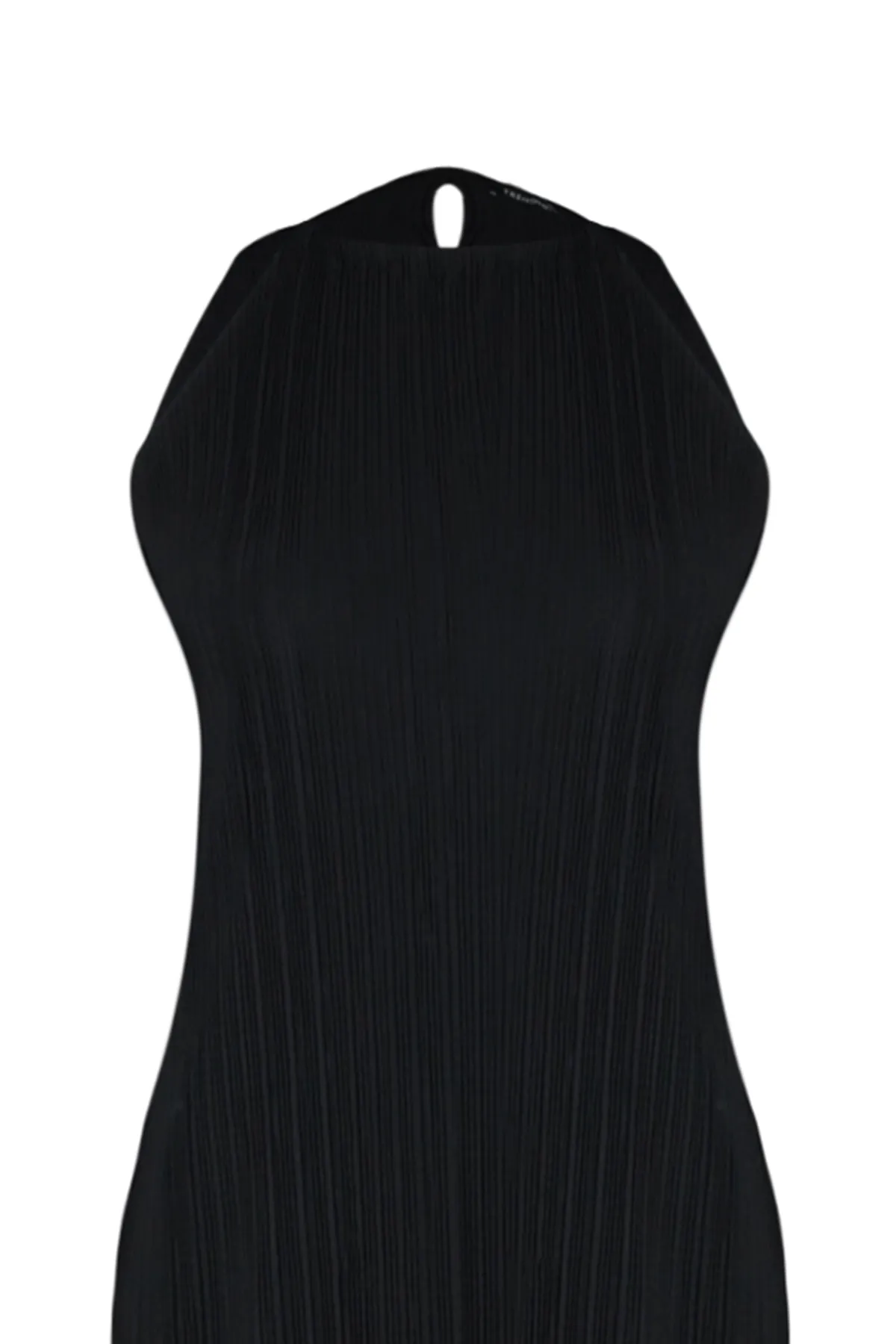 Trendyol Collection  Schwarzes Etuikleid/einfarbiges, ärmelloses Midi-Strickkleid mit Falten TWOSS23EL00752