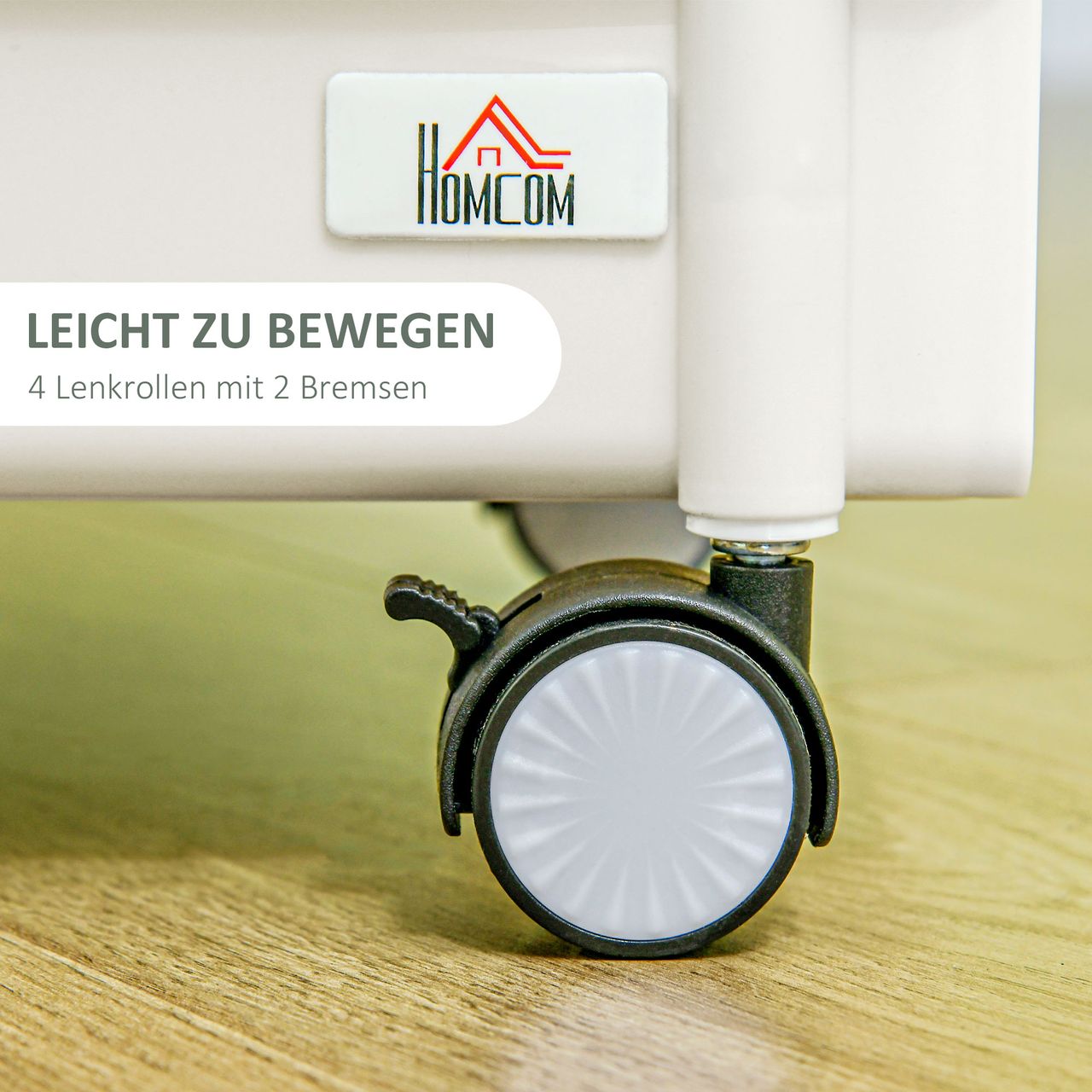HOMCOM Rollwagen Servierwagen mit 3 Etagen, Hängekorb Küchenwagen mit Griff Weiß
