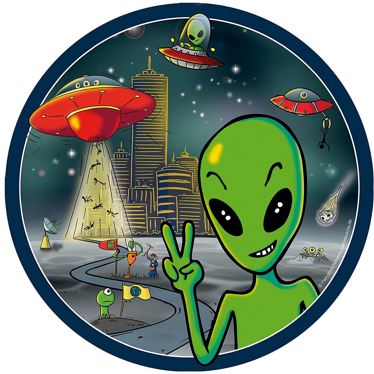 8 Papp-Teller (Ø 23 cm) Alien
