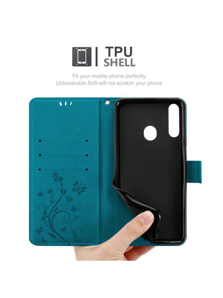 cadorabo Hülle für Samsung Galaxy A20s Blumen Design in FLORAL BLAU günstig kaufen onesize