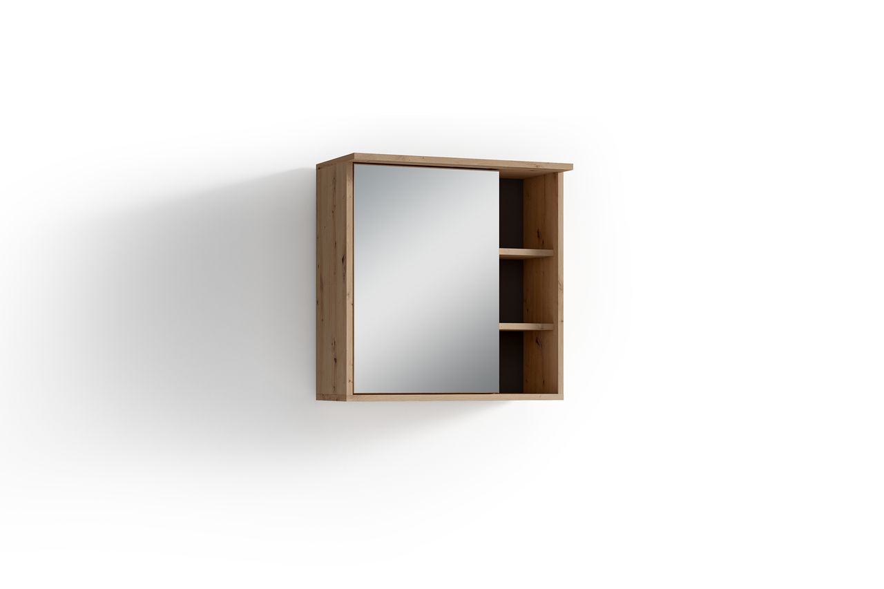 byLiving WELLNESS Spiegelschrank, Breite 60 cm, Eiche-Optik, Spiegelglas