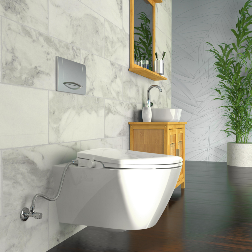 Eisl Dusch WC Sitz Aufsatz, Bidet Einsatz für Toilette, WC Dusche Weiß
