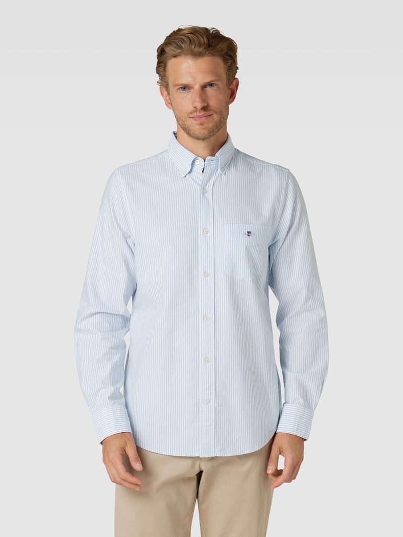 Regular Fit Freizeithemd mit Streifenmuster Modell 'OXFORD' in hellblau