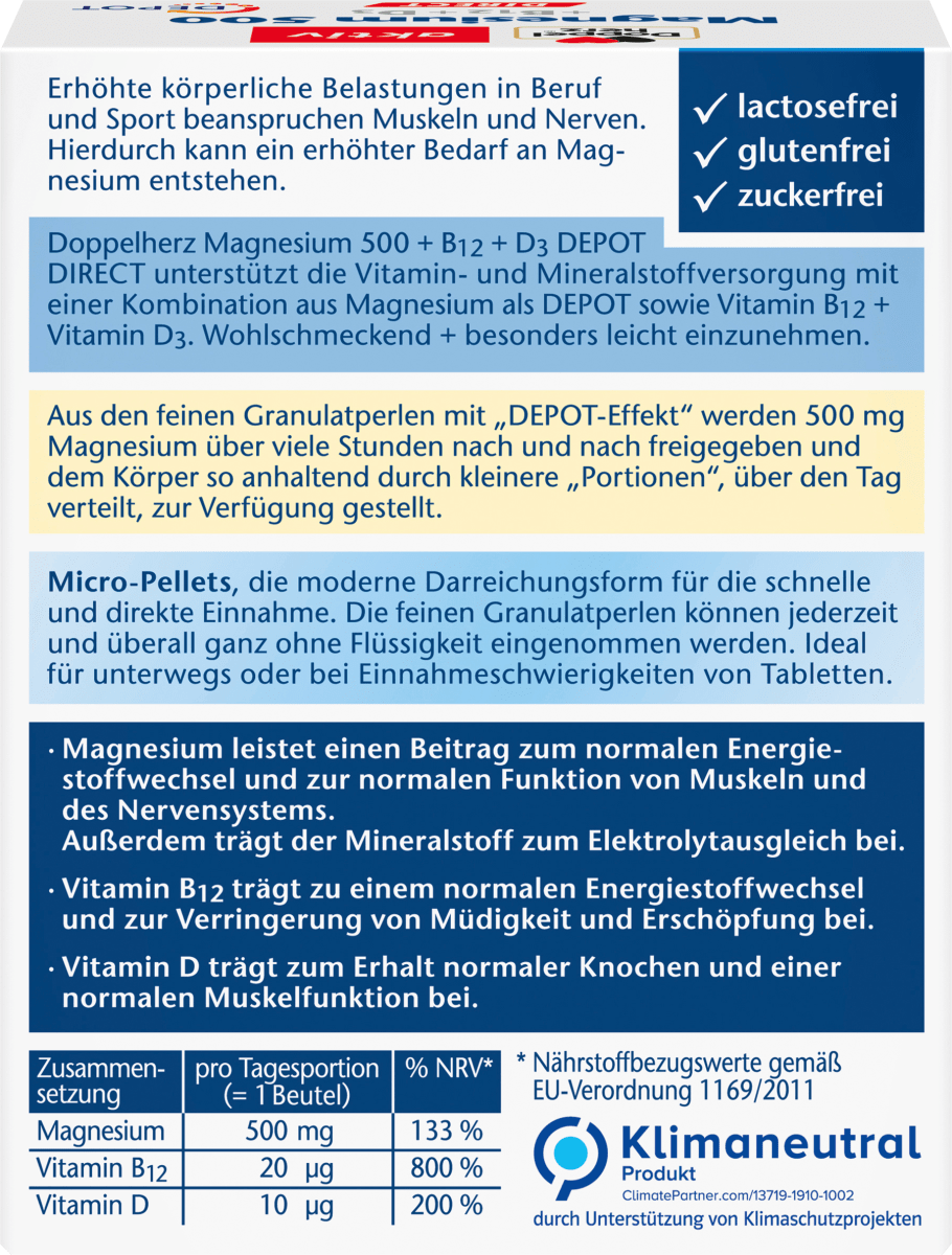 Magnesium 500 +B12 +D3 Direktgranulat 20 St., 32 g