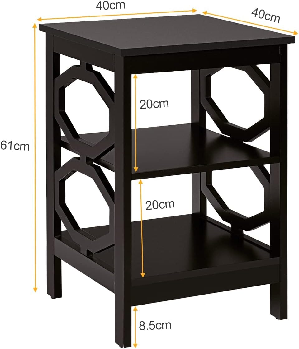 Costway COSTWAY Nachttisch 3 Ebenen, Beistelltisch Nachtschrank