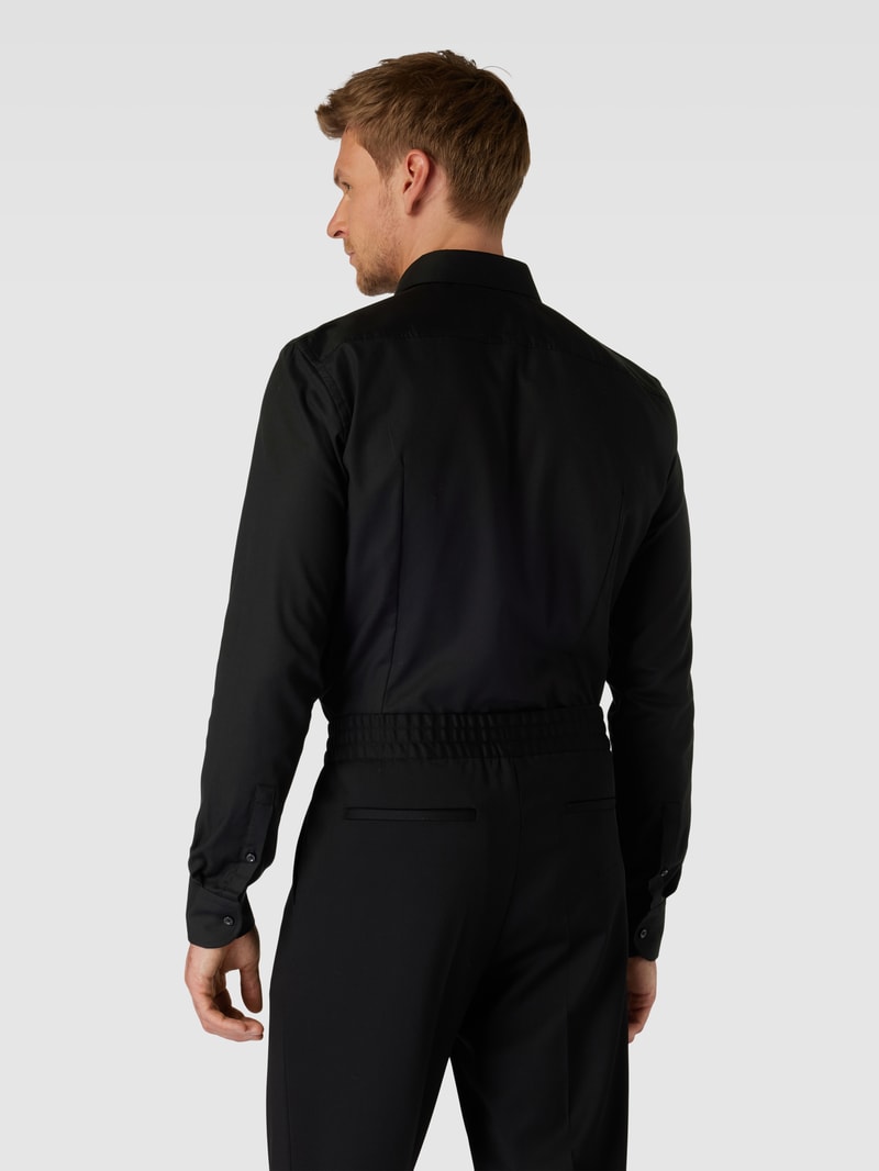Regular Fit Business-Hemd mit Kentkragen in schwarz
