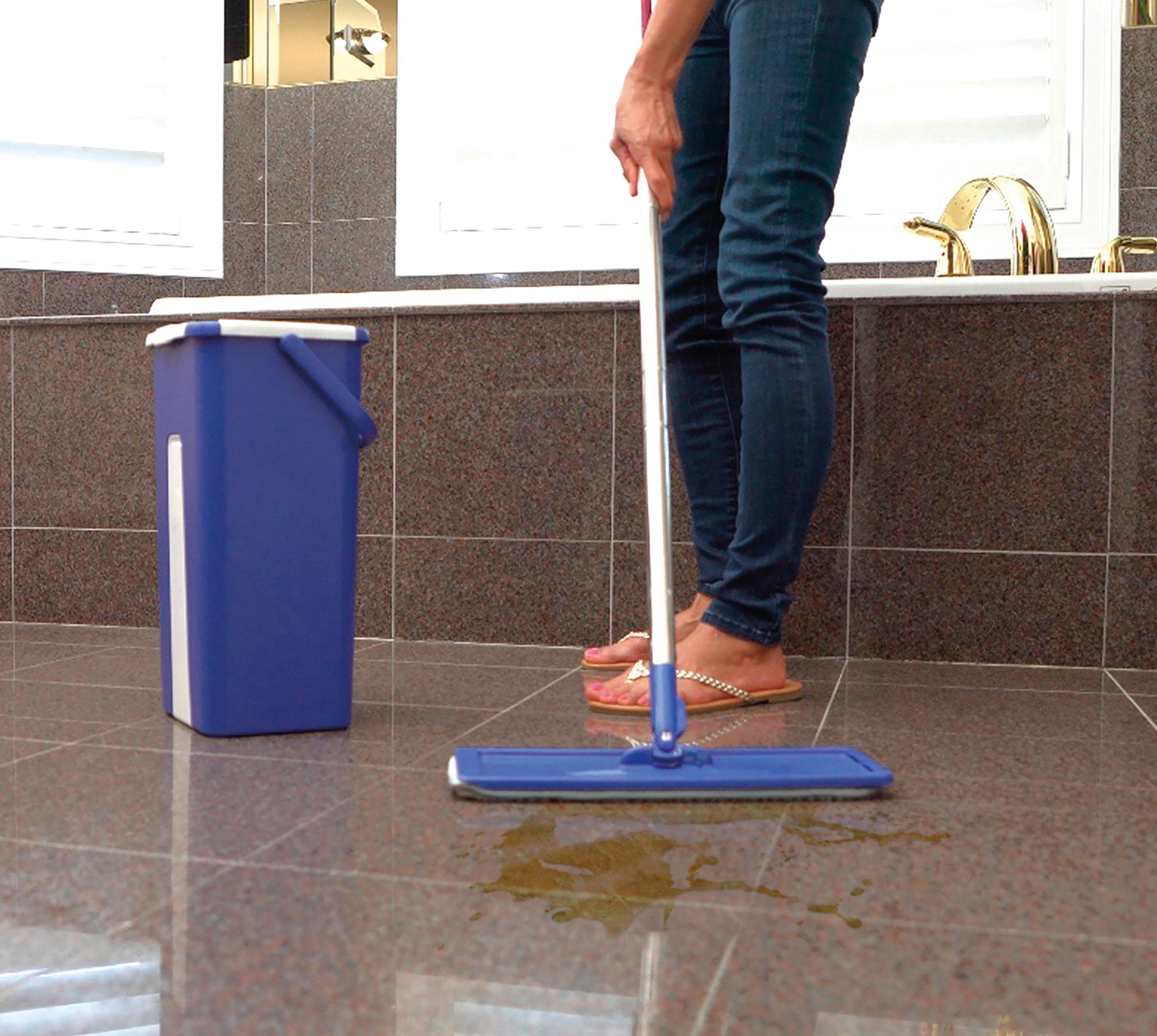 MediaShop Bodenwischer-Set Livington Touchless Mop, inkl. Doppeleimer und Mikrofaserpad, 2,7 Liter