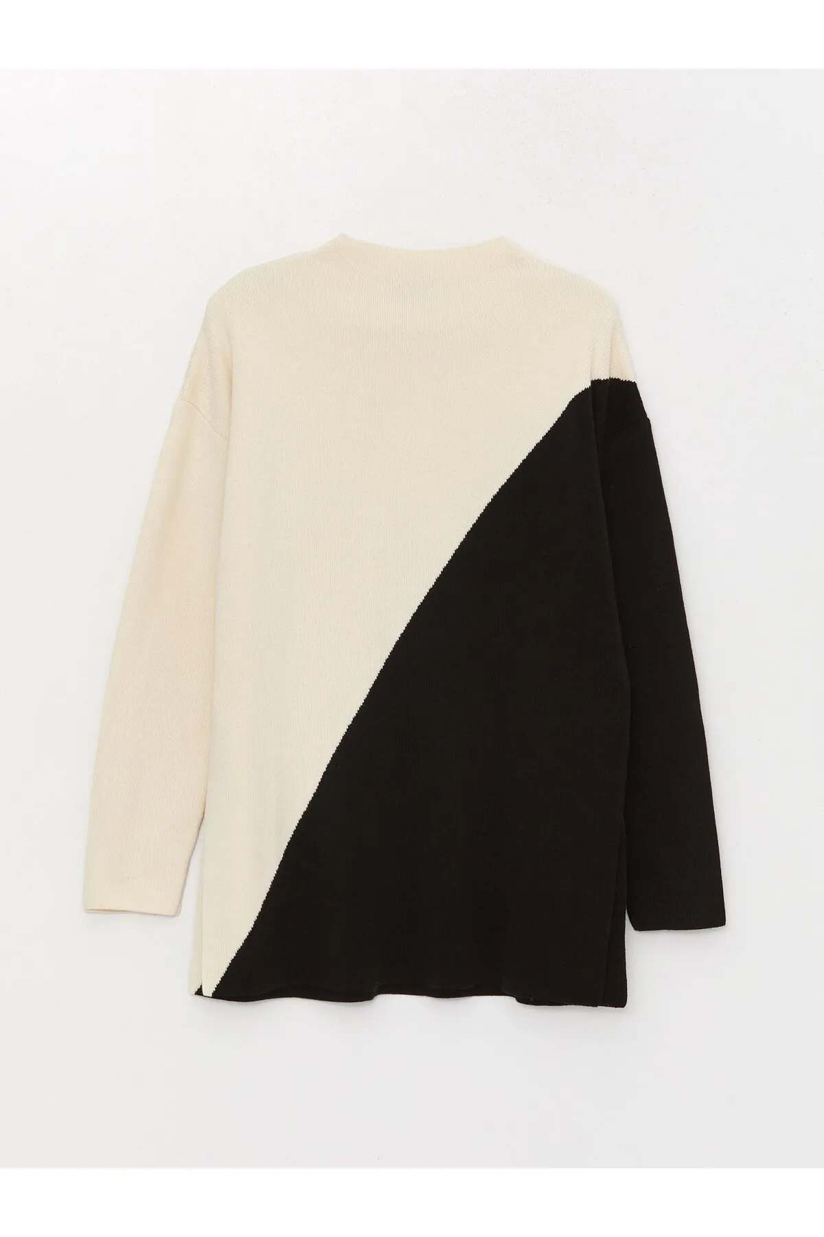 LC Waikiki  Langärmlige Oversize-Stricktunika mit halbem Rollkragen und Farbblockierung für Damen