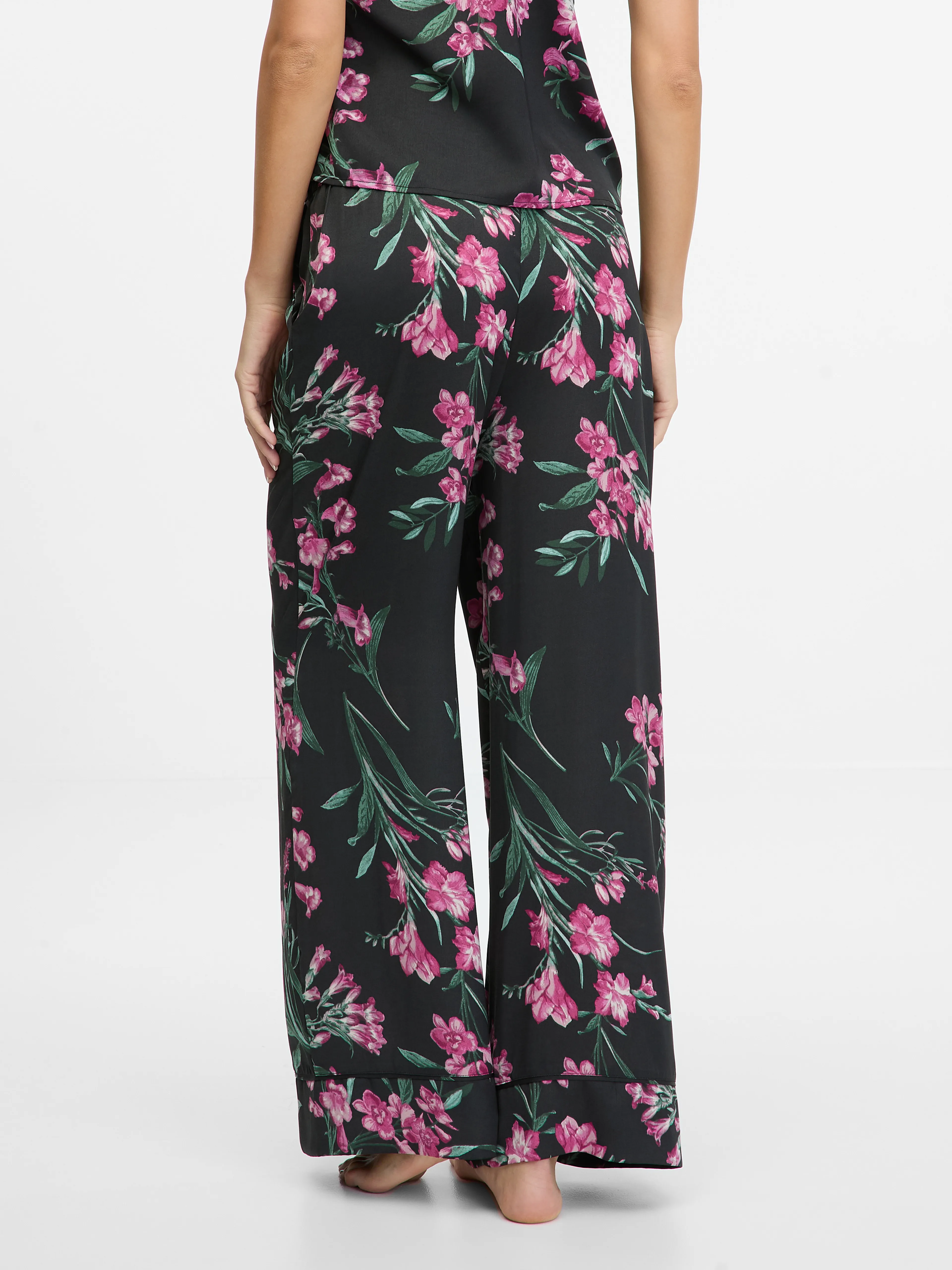 Schwarze Damen-Satin-Pyjamahose ORSAY