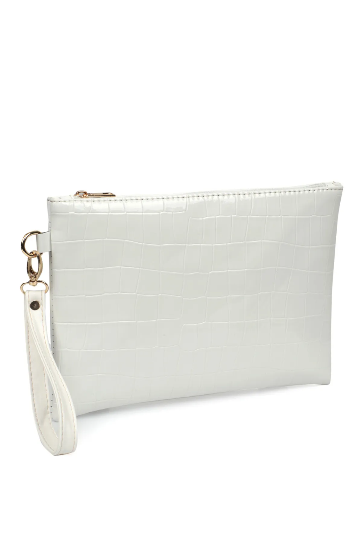 Capone Outfitters  Capone Große Damen-Clutch mit Krokodilmuster, Paris, Weiß