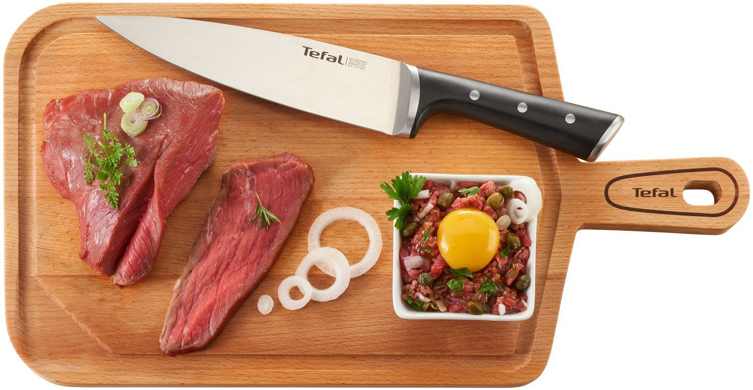 Tefal Kochmesser Ice Force, Edelstahl, dauerhafte Leistungsstärke, Handschutz, Eishärtung, Schwarz