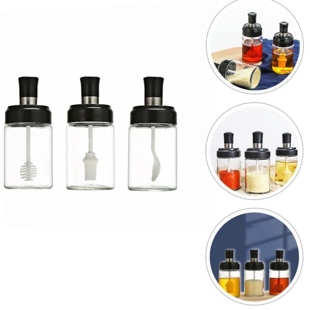 Bizaical Gewürzbehälter Gewürzflaschen-Set,3-teiliges Glas-Gewürzgläser mit Deckel und Löffel, (3-tlg)