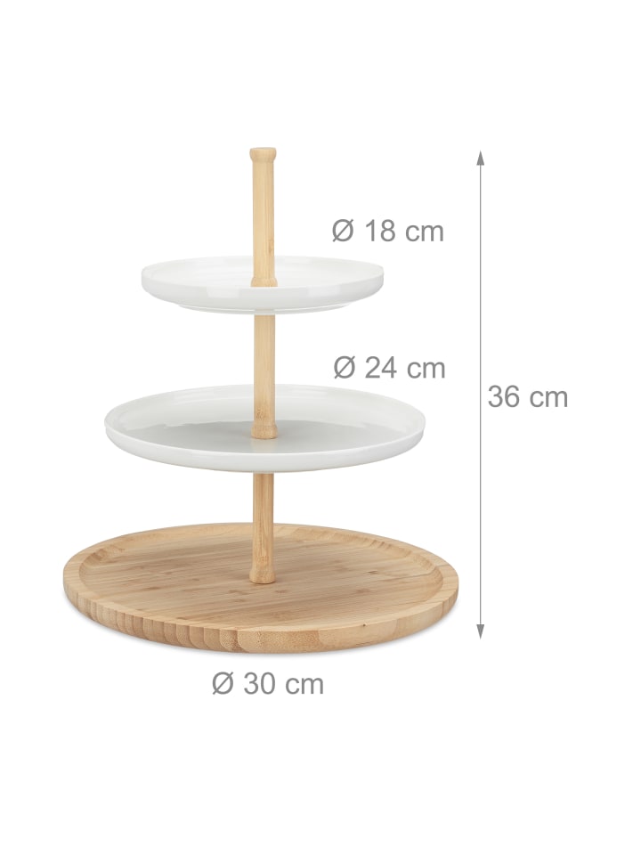 relaxdays Etagere in Natur/Weiß - (H)36 x Ø 30 cm günstig kaufen onesize