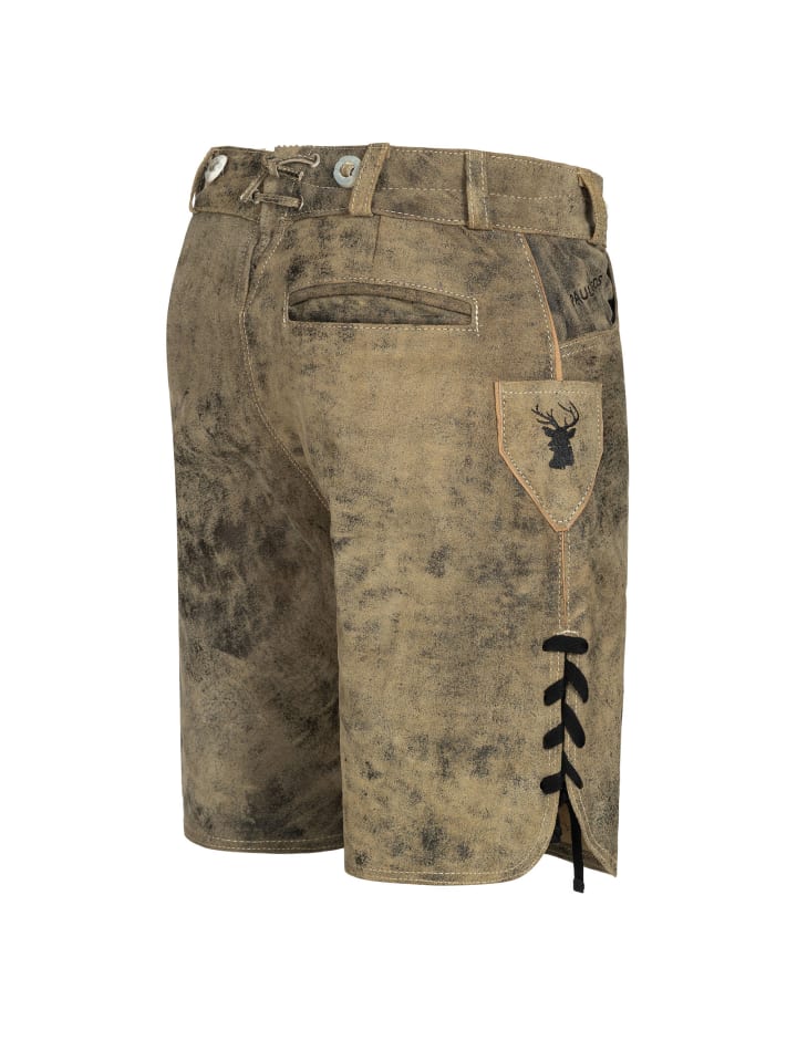 PAULGOS Lederhose Kurz Echtleder HK3 ANTIK in Krokodilgrün günstig kaufen