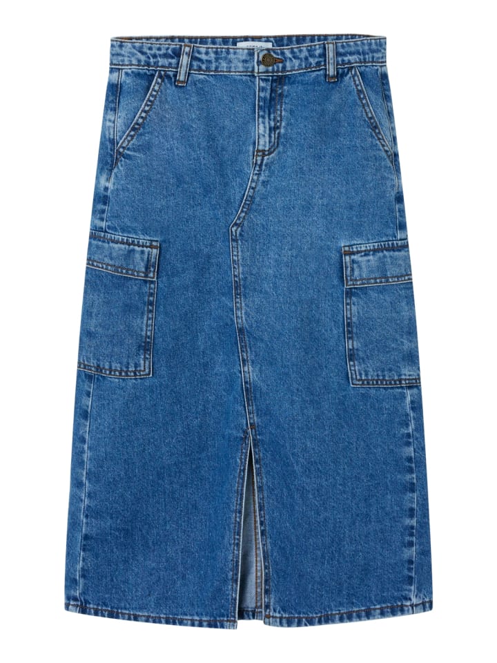 name it Jeansrock lang NKFMARIA DNM LONG CARGO SKIRT in medium blue denim günstig kaufen 146
