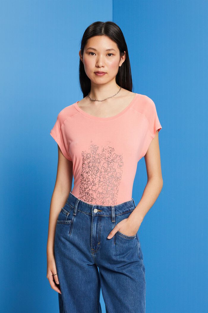 T-Shirt mit Print, LENZING™ ECOVERO™