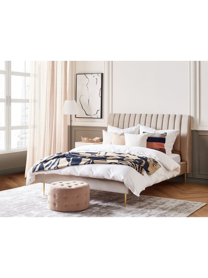 Beliani Doppelbett MARVILLE in Beige/Gold - (W) 182 x (H) 124 x (L) 225 cm günstig kaufen onesize
