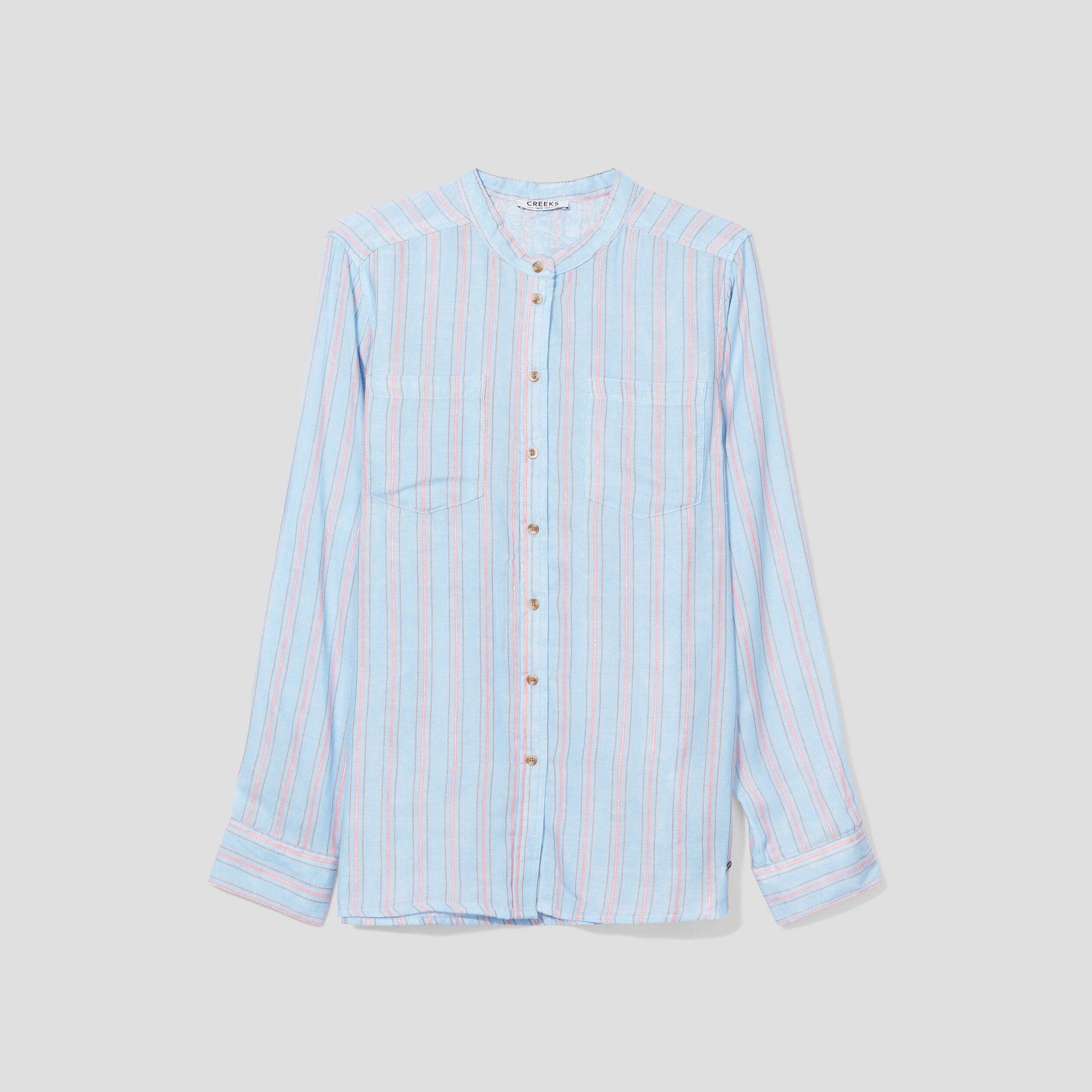 Chemise manches longues col mao bleu clair femme | La Halle