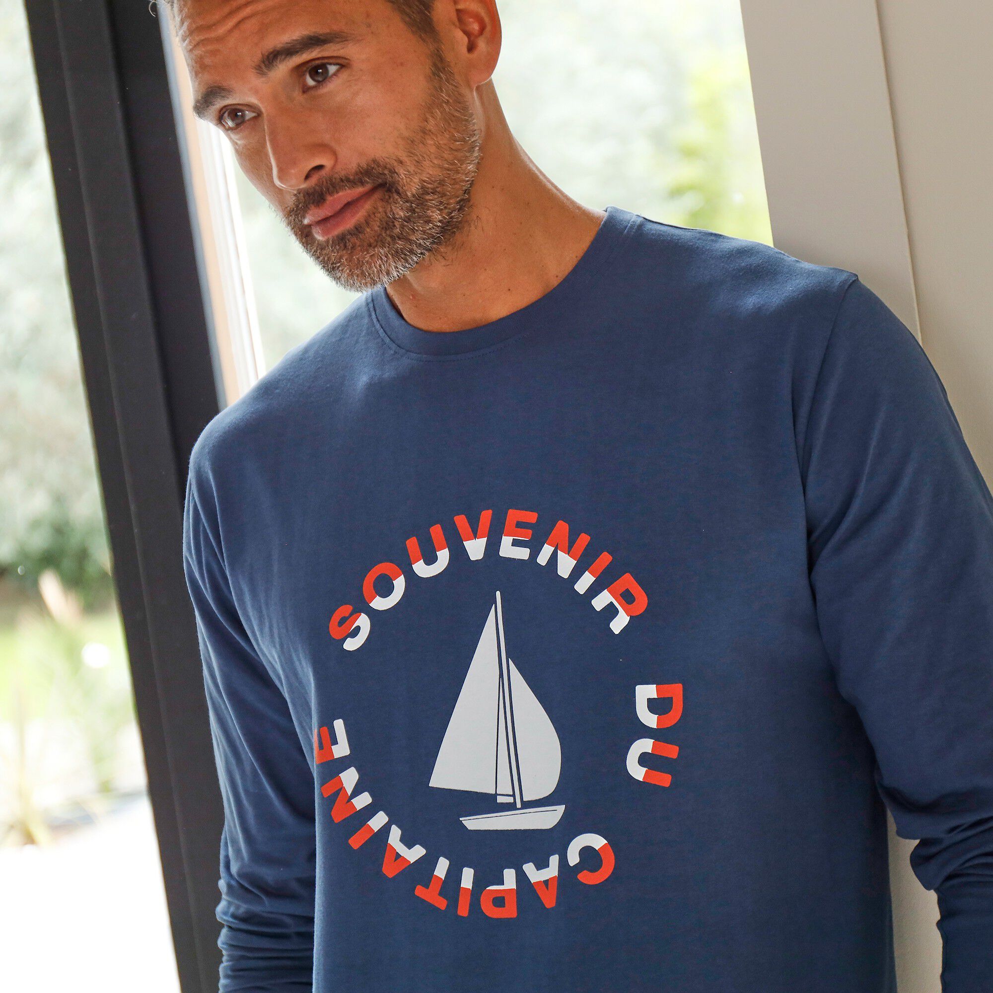Tee-shirt pyjama manches longues motif bateau